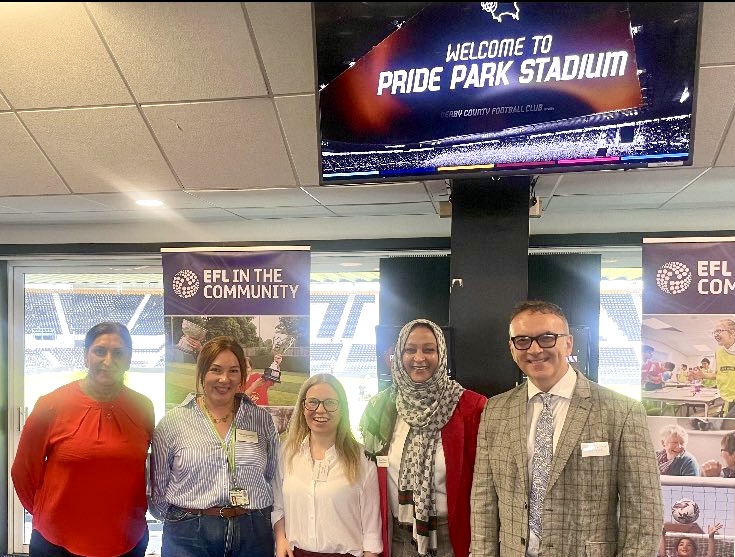 mix of Derbyshire NW Abbie Coleman Fatima Eltinay and other service providers at Derby Football club